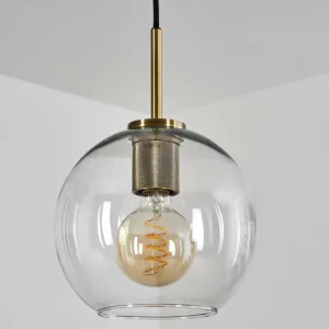 hofstein Suspension Verre 20 cm Koyoto Vieux laiton, 1 lumière* Lampes En Verre