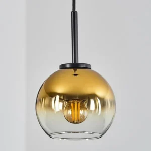 hofstein Suspension Verre 15 cm Koyoto Acier inoxydable, Noir, 1 lumière* Lampes En Verre
