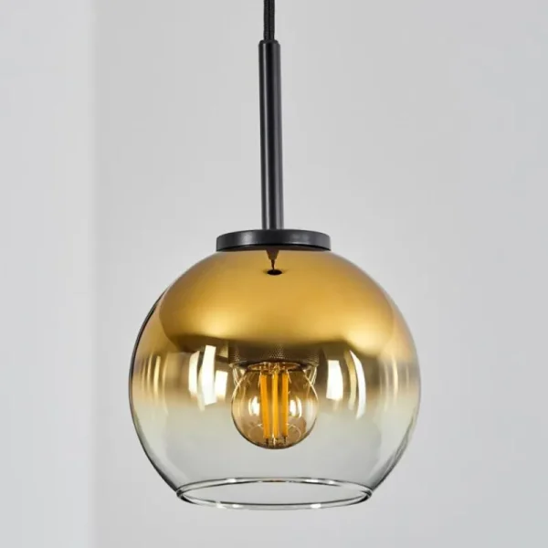 hofstein Suspension Verre 15 cm Koyoto Acier inoxydable, Noir, 1 lumière* Lampes En Verre