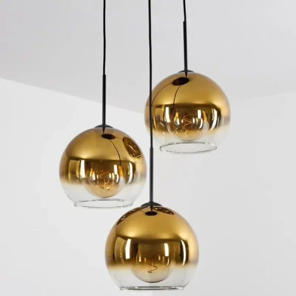 hofstein Suspension Verre 25 cm Koyoto Or, Clair, 3 lumières* Lampes En Verre