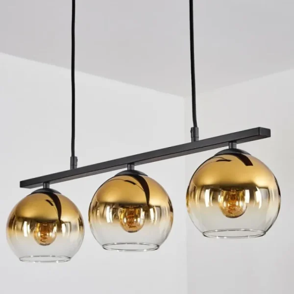 hofstein Suspension Verre 15 cm Koyoto Or, Clair, 3 lumières* Lampes En Verre