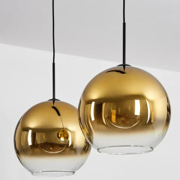 hofstein Suspension Verre 30 cm Koyoto Or, Clair, 2 lumières* Lampes En Verre