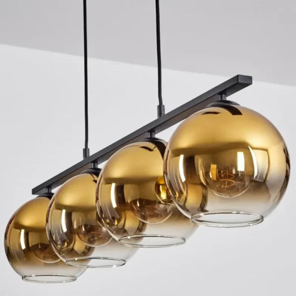 hofstein Suspension Verre 20 cm Koyoto Or, 4 lumières* Lampes En Verre
