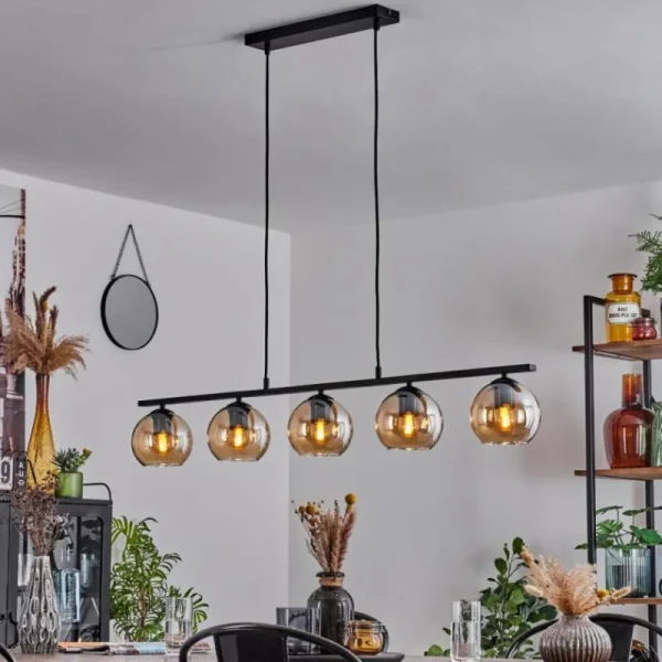 hofstein Suspension Verre 15 cm Koyoto Ambre, 5 lumières* Lampes En Verre