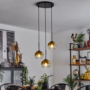 hofstein Suspension Verre 15 cm Koyoto Or, Clair, 3 lumières* Lampes En Verre