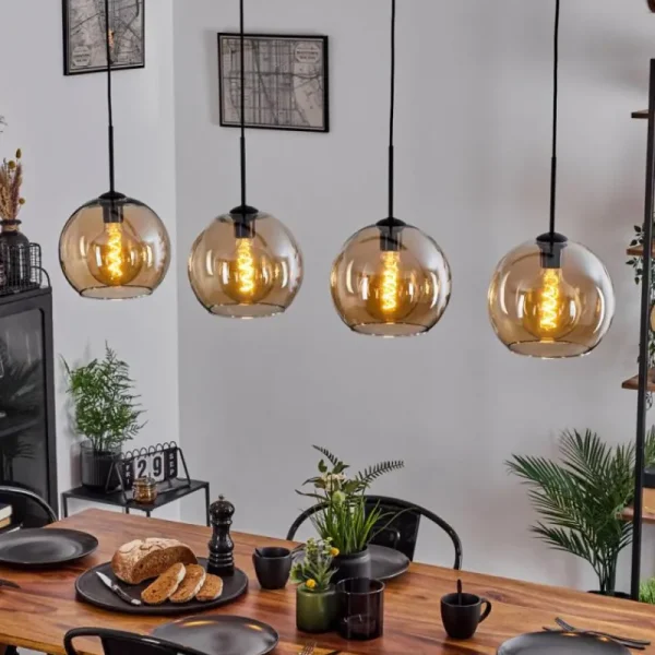 hofstein Suspension Verre 25 cm Koyoto Ambre, 4 lumières* Lampes En Verre