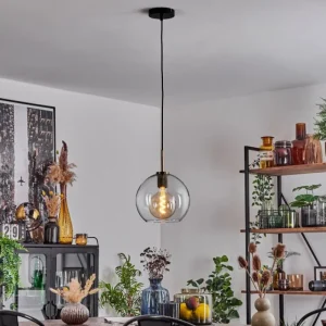 hofstein Suspension Verre 25 cm Koyoto Vieux laiton, 1 lumière* Lampes En Verre