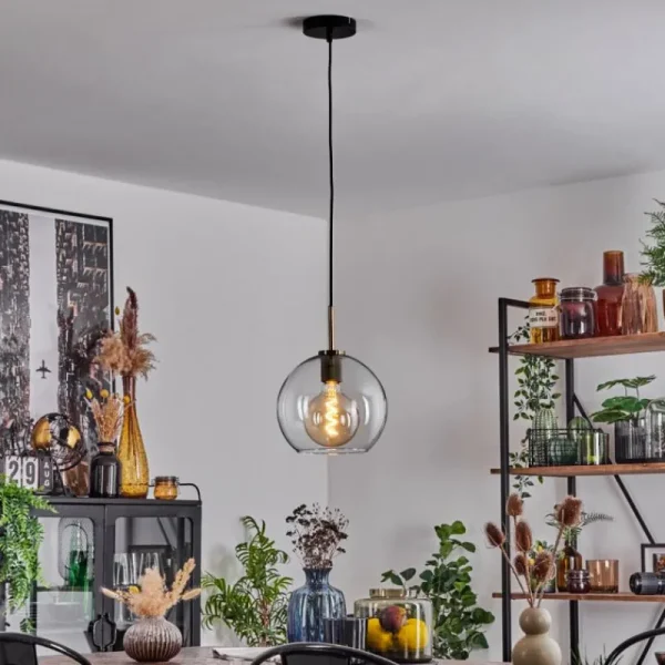 hofstein Suspension Verre 25 cm Koyoto Vieux laiton, 1 lumière* Lampes En Verre