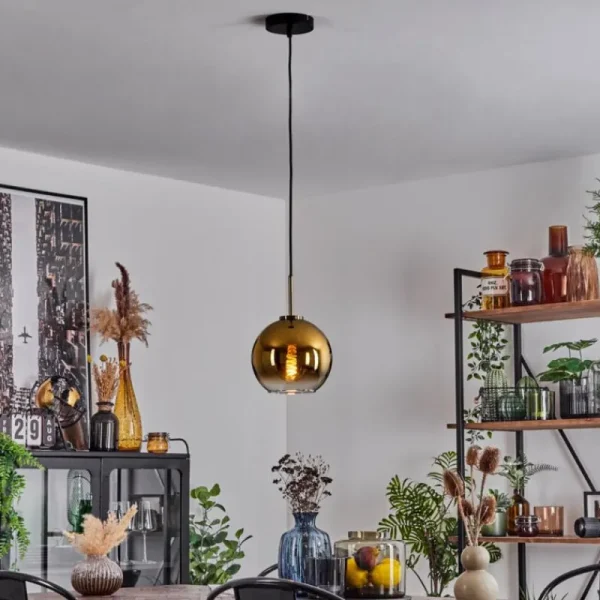 hofstein Suspension Verre 20 cm Koyoto Vieux laiton, 1 lumière* Lampes En Verre