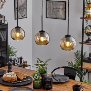 hofstein Suspension Verre 15 cm Koyoto Ambre, 3 lumières* Lampes En Verre