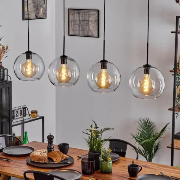 hofstein Suspension Verre 25 cm Koyoto Clair, 4 lumières* Lampes En Verre