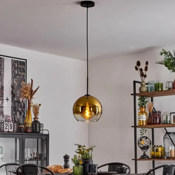 hofstein Suspension Verre 25 cm Koyoto Or, Clair, 1 lumière* Lampes En Verre