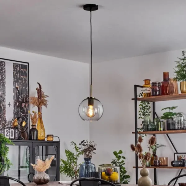 hofstein Suspension Verre 20 cm Koyoto Vieux laiton, 1 lumière* Lampes En Verre
