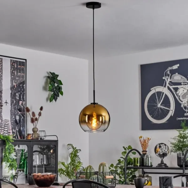 hofstein Suspension Verre 25 cm Koyoto Acier brossé, 1 lumière* Lampes En Verre