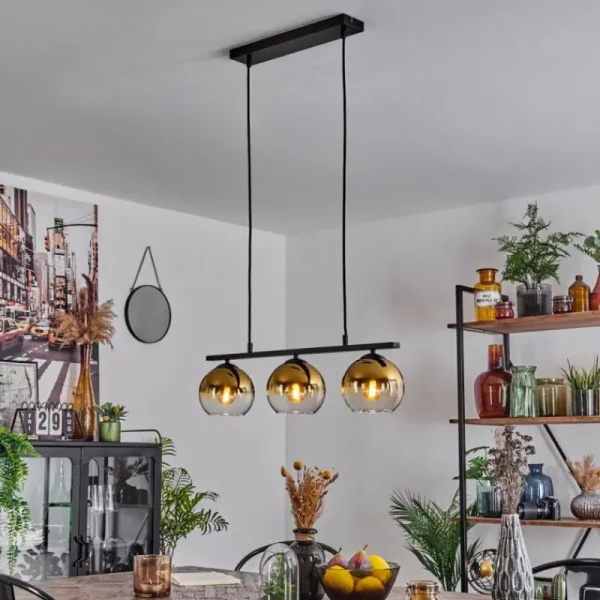 hofstein Suspension Verre 15 cm Koyoto Or, Clair, 3 lumières* Lampes En Verre