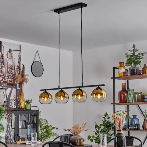 hofstein Suspension Verre 15 cm Koyoto Ambre, 4 lumières* Lampes En Verre