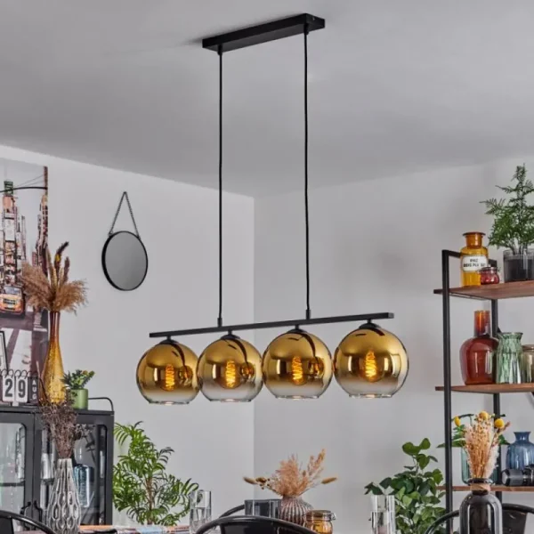 hofstein Suspension Verre 20 cm Koyoto Or, 4 lumières* Lampes En Verre
