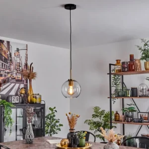hofstein Suspension Verre 20 cm Koyoto Or, Noir, 1 lumière* Lampes En Verre