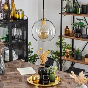 hofstein Suspension Verre 25 cm Koyoto Or, Noir, 1 lumière* Lampes En Verre