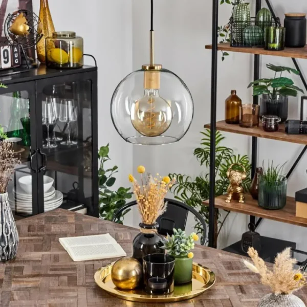 hofstein Suspension Verre 25 cm Koyoto Or, Noir, 1 lumière* Lampes En Verre