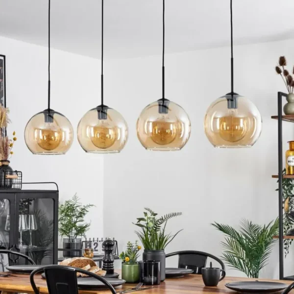 hofstein Suspension Verre 25 cm Koyoto Ambre, 4 lumières* Lampes En Verre