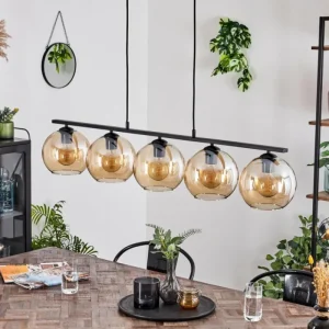 hofstein Suspension Verre 20 cm Koyoto Ambre, 5 lumières* Lampes En Verre
