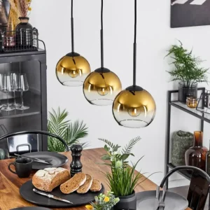 hofstein Suspension Verre 15 cm Koyoto Or, Clair, 3 lumières* Lampes En Verre