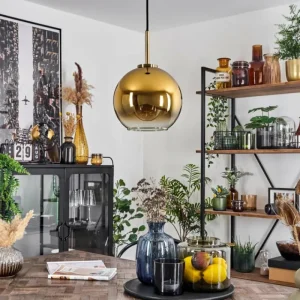 hofstein Suspension Verre 20 cm Koyoto Vieux laiton, 1 lumière* Lampes En Verre