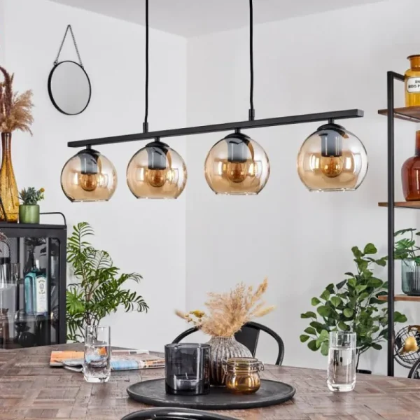 hofstein Suspension Verre 15 cm Koyoto Ambre, 4 lumières* Lampes En Verre