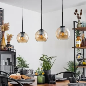 hofstein Suspension Verre 15 cm Koyoto Ambre, 3 lumières* Lampes En Verre