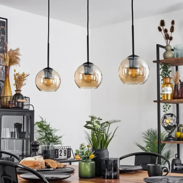 hofstein Suspension Verre 15 cm Koyoto Ambre, 3 lumières* Lampes En Verre