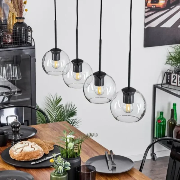 hofstein Suspension Verre 15 cm Koyoto Clair, 4 lumières* Lampes En Verre