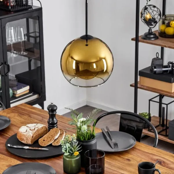 hofstein Suspension Verre 25 cm Koyoto Or, Clair, 1 lumière* Lampes En Verre