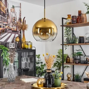 hofstein Suspension Verre 25 cm Koyoto Or, Noir, 1 lumière* Lampes En Verre