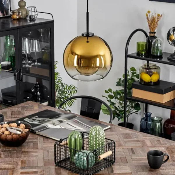 hofstein Suspension Verre 25 cm Koyoto Acier brossé, 1 lumière* Lampes En Verre