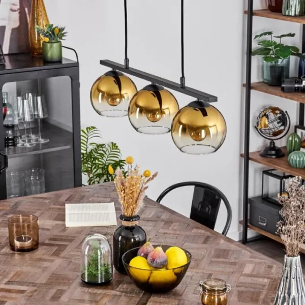 hofstein Suspension Verre 15 cm Koyoto Or, Clair, 3 lumières* Lampes En Verre