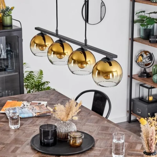 hofstein Suspension Verre 15 cm Koyoto Ambre, 4 lumières* Lampes En Verre
