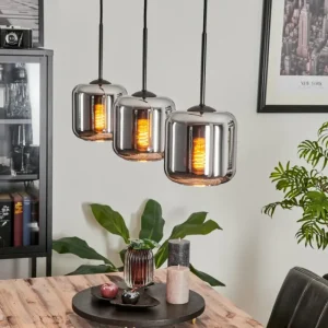 hofstein Suspension Verre 15 cm Lauden Chrome, Fumé, 3 lumières* Lampes Modernes