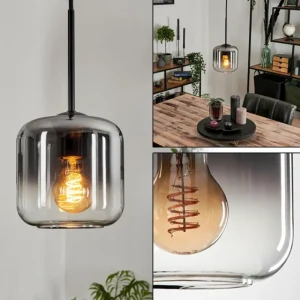 hofstein Suspension Verre 15 cm Lauden Clair, Fumé, 1 lumière* Lampes Modernes