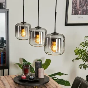 hofstein Suspension Verre 15 cm Lauden Clair, Fumé, 3 lumières* Lampes Modernes