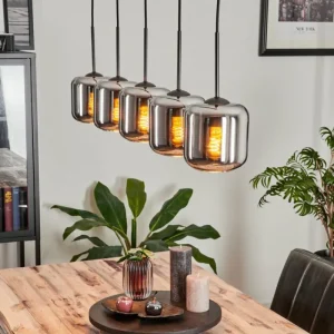 hofstein Suspension Verre 15 cm Lauden Chrome, Fumé, 5 lumières* Lampes Modernes