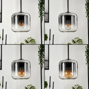 hofstein Suspension Verre 15 cm Lauden Clair, Fumé, 4 lumières* Lampes Modernes