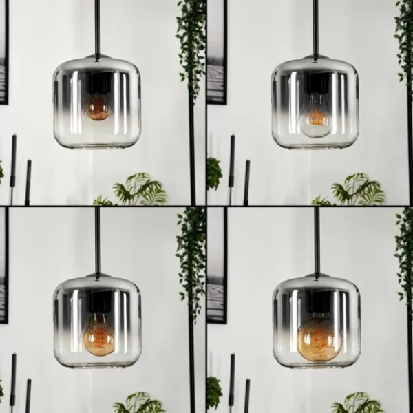 hofstein Suspension Verre 15 cm Lauden Clair, Fumé, 4 lumières* Lampes Modernes