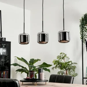 hofstein Suspension Verre 15 cm Lauden Chrome, Fumé, 3 lumières* Lampes Modernes