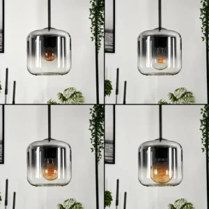 hofstein Suspension Verre 15 cm Lauden Clair, Fumé, 5 lumières* Lampes Modernes