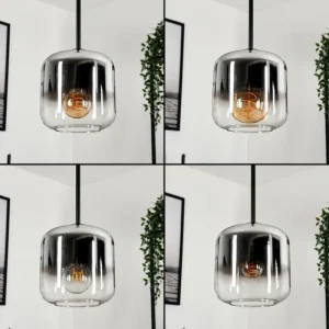 hofstein Suspension Verre 15 cm Lauden Chrome, Clair, Fumé, 5 lumières* Lampes Modernes