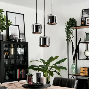hofstein Suspension Verre 15 cm Lauden Chrome, Fumé, 3 lumières* Lampes Modernes