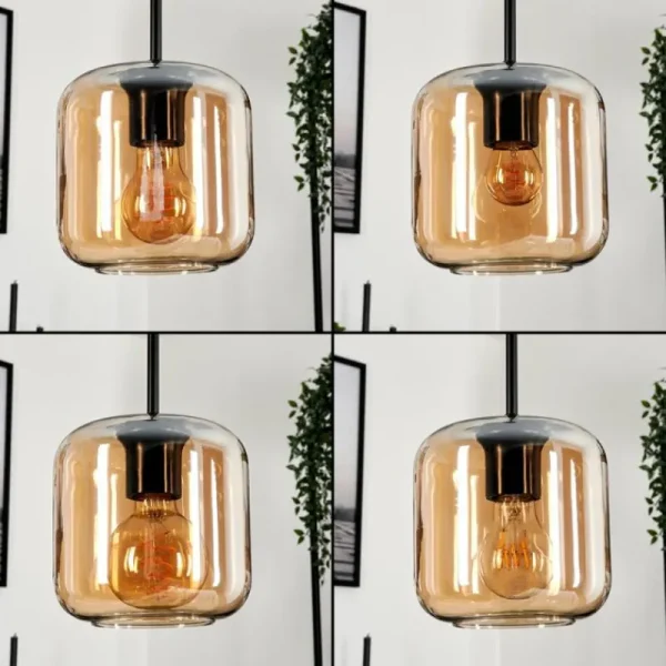 hofstein Suspension Verre 15 cm Lauden Ambre, 5 lumières* Lampes En Verre