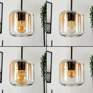hofstein Suspension Verre 15 cm Lauden Ambre, Clair, 4 lumières* Lampes En Verre