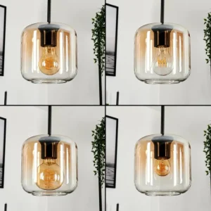 hofstein Suspension Verre 15 cm Lauden Ambre, Clair, 5 lumières* Lampes En Verre